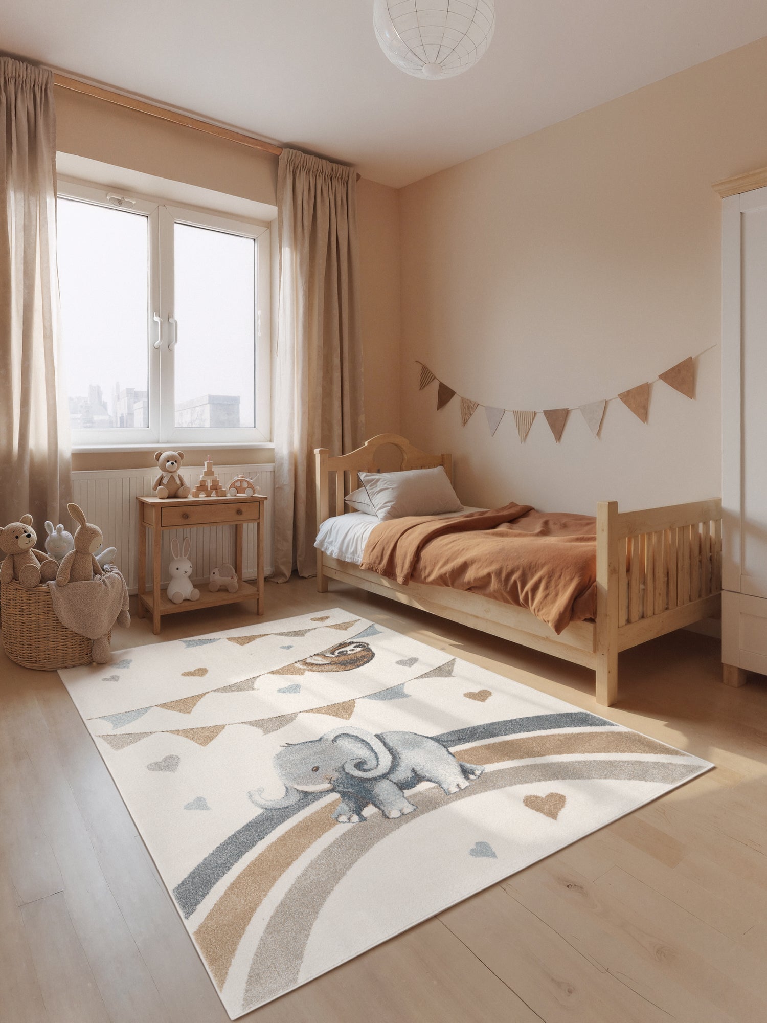 VILLEROY &amp; BOCH BOHO KIDS BARNFILT - ELEFANTREGNBÅGE, CRÈME MULTI 106305