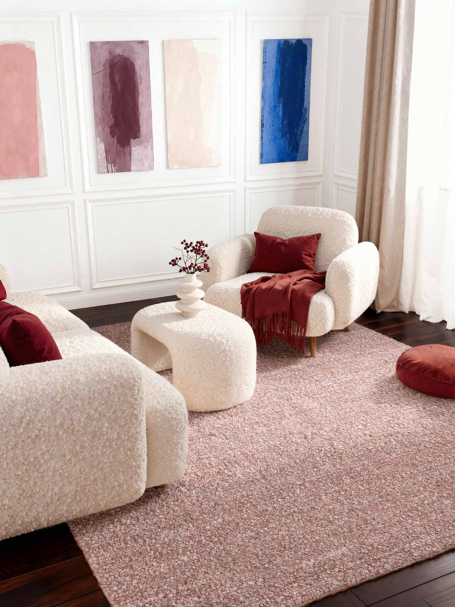 TED BAKER NOTTING HILL MJUK BOUCLE KORT LAGGIGT MATTA, PORTOBELLO ROSTROSA