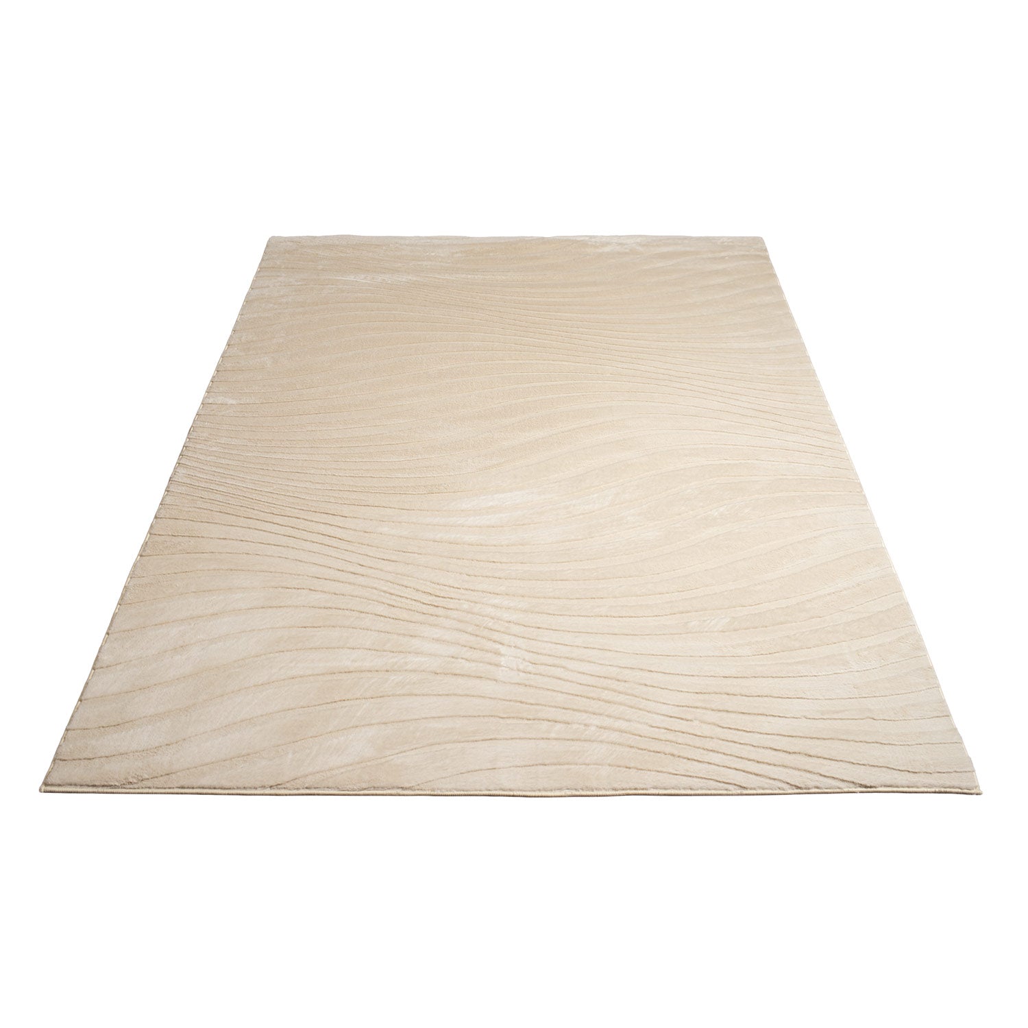Vågig mjuk modern pälsmatta, 503 beige