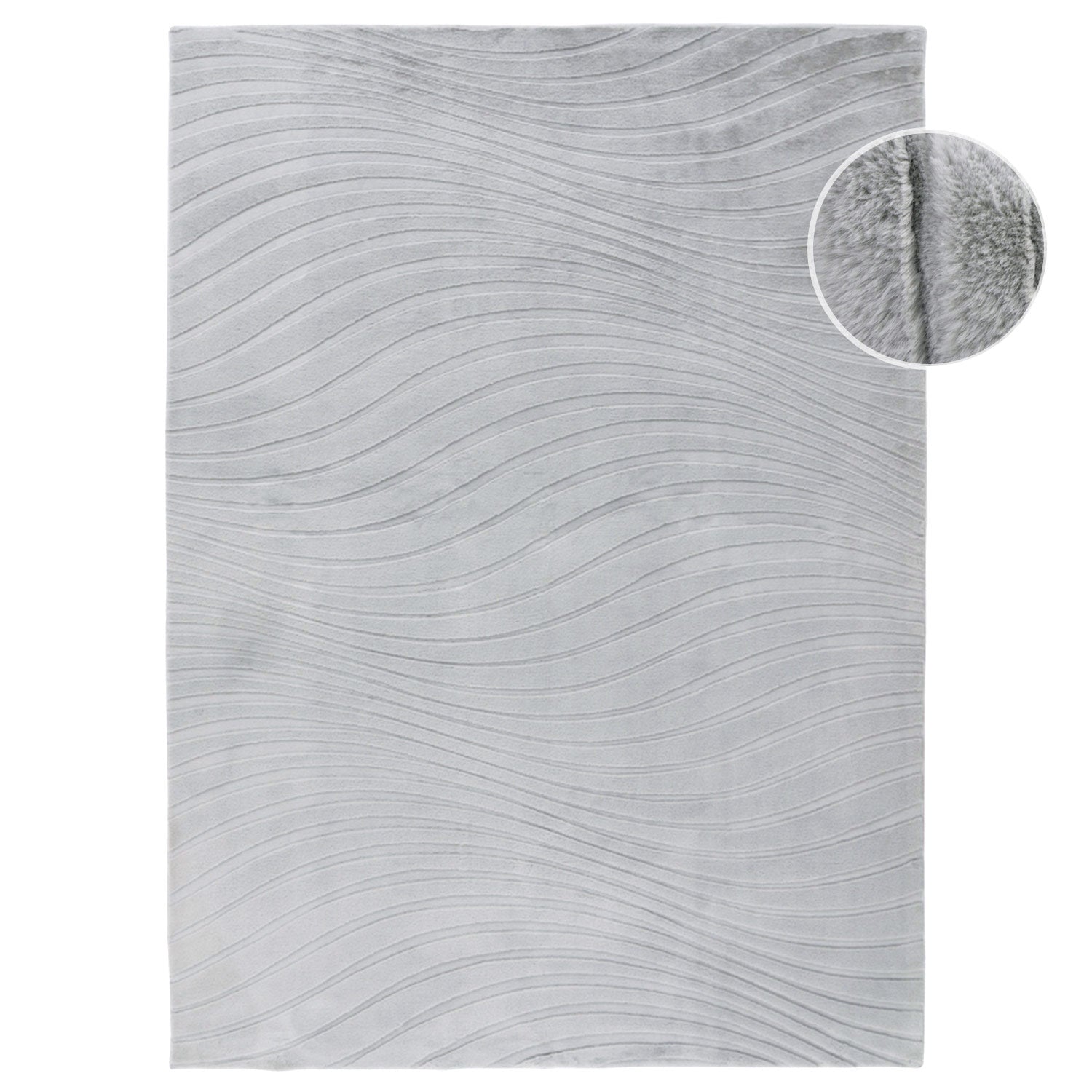 Vågig mjuk modern pälsmatta, 503 grå