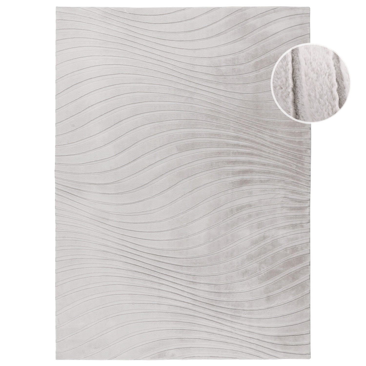 Vågig mjuk modern pälsmatta, 503 ljusgrått